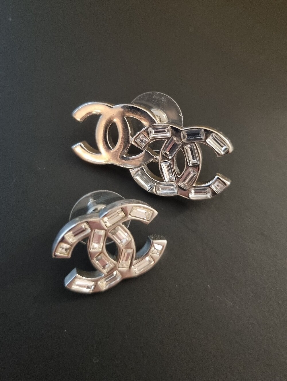 CHANEL CC Crystal Baguette Stud Earrings